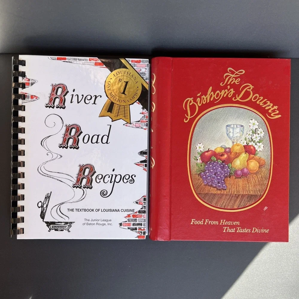 Louisiana Cookbooks VTG Set x2 River Road Recipes 2000 The Bishop's Bounty 1988
